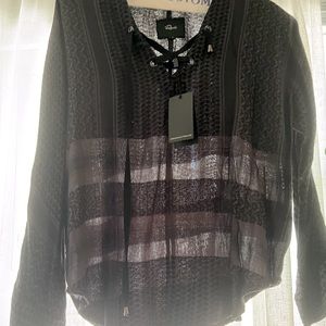 Never worn Rails long sleeve peasant lace-up top.